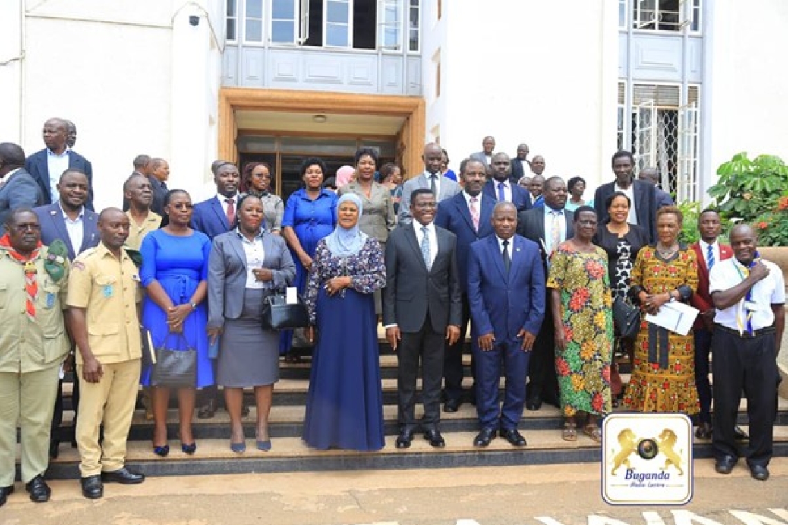 Hon. Ahmed Lwasa and Hon. Mariam Mayanja Nkalubo arriving at the ceremony Image
